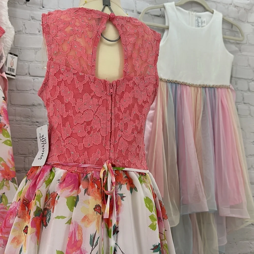 Speechless Girls Chiffon and lace coral dress in size 14‎